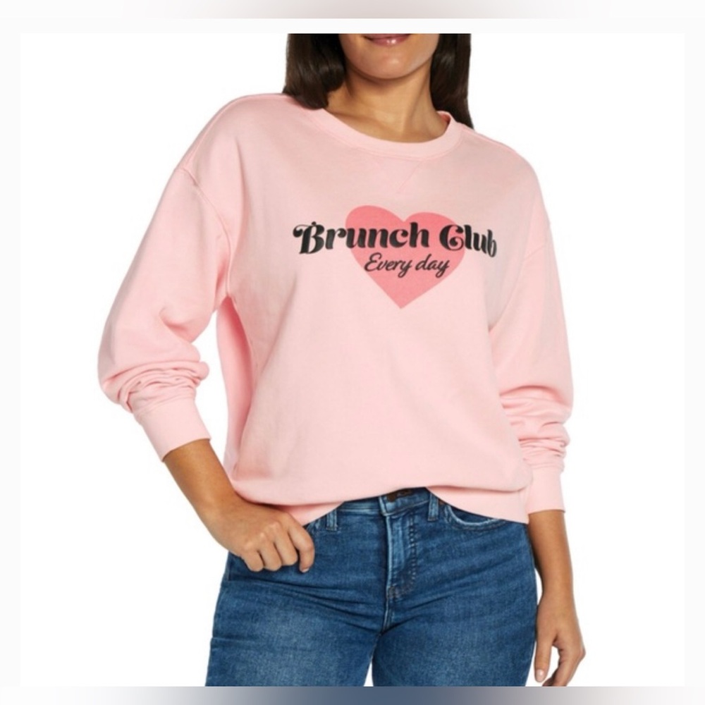 Wildfox Pink “Club Everyday” Graphic Print Crewneck Sweatshirt Size Large New — image 2 of 3